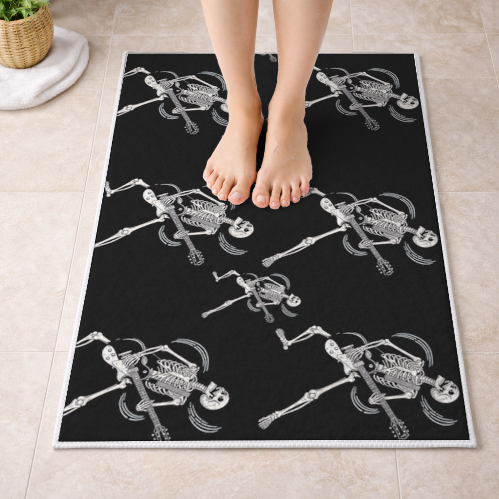 Rock Gitar Çalan İskelet Banyo Halısı