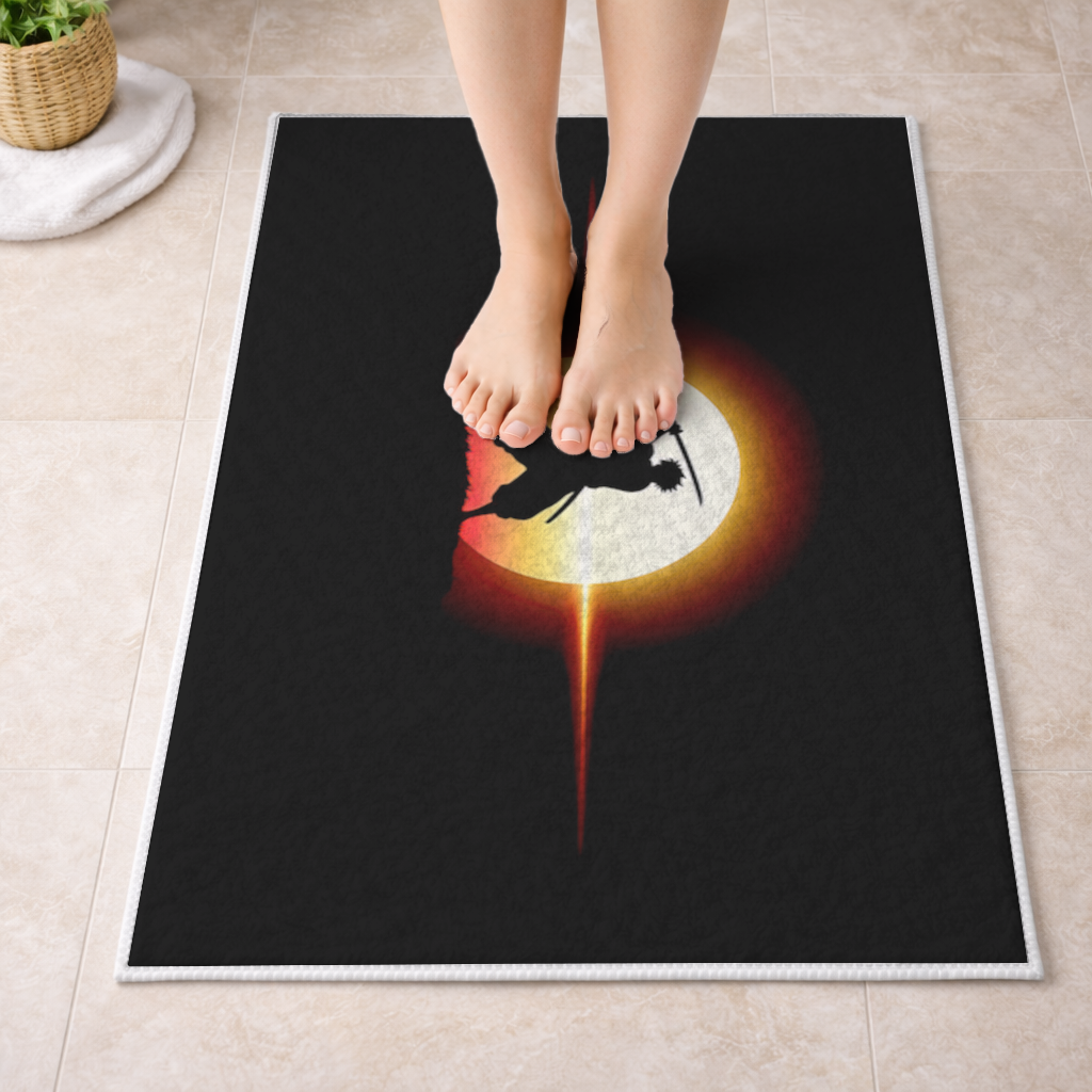 Gün Doğumu Altında Samuray Silüeti Onur ve Güç Banyo Halısı