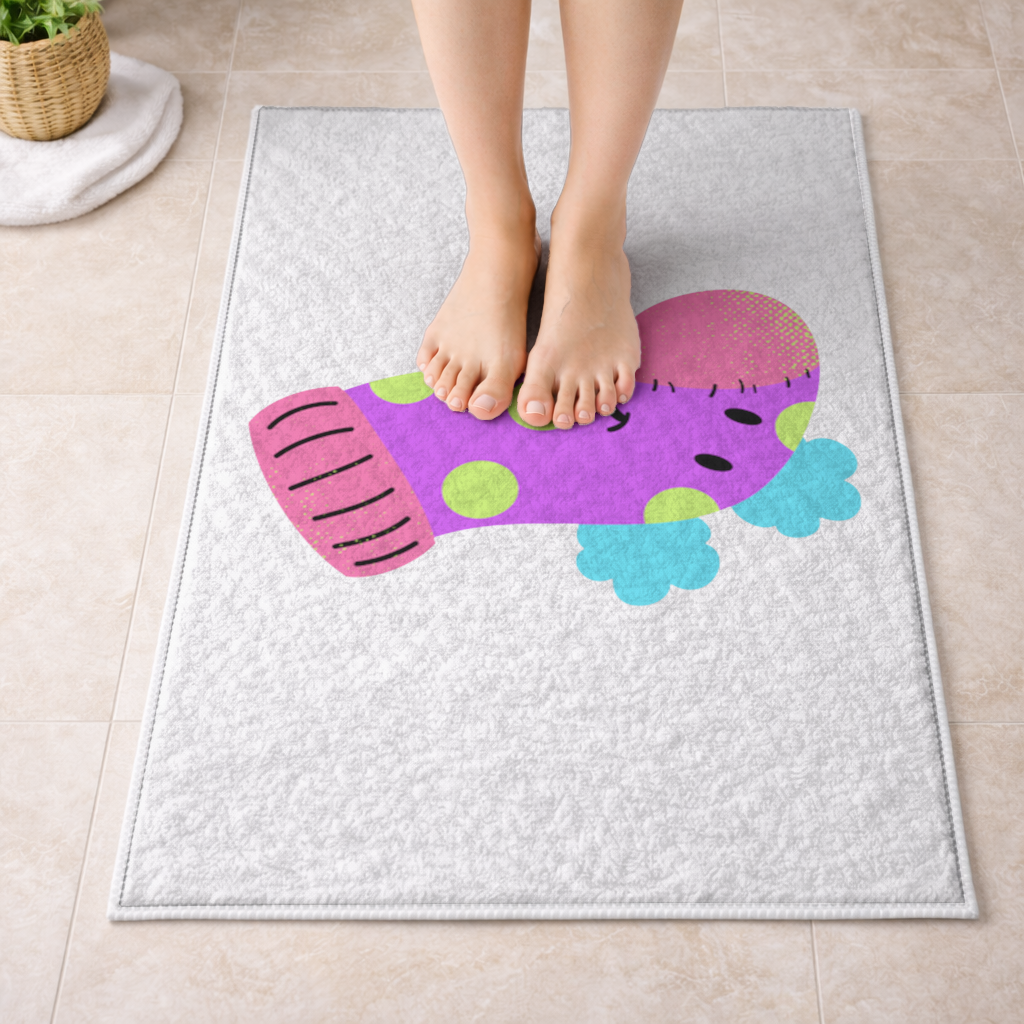 Cute Colorful Dinosaur Illustration Bath Mat