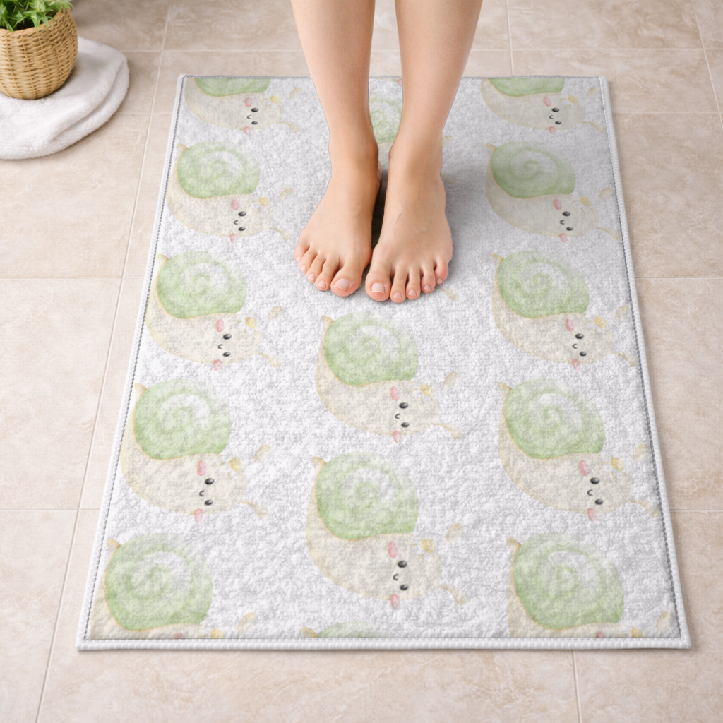 Cute Snail Illustration Bath Mat