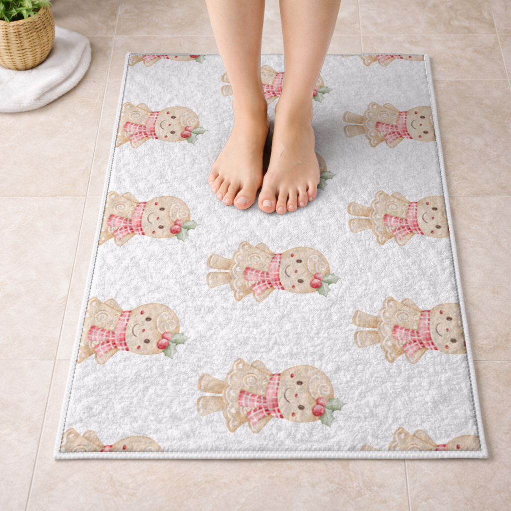 Cute Gingerbread Cookie Character Bath Mat