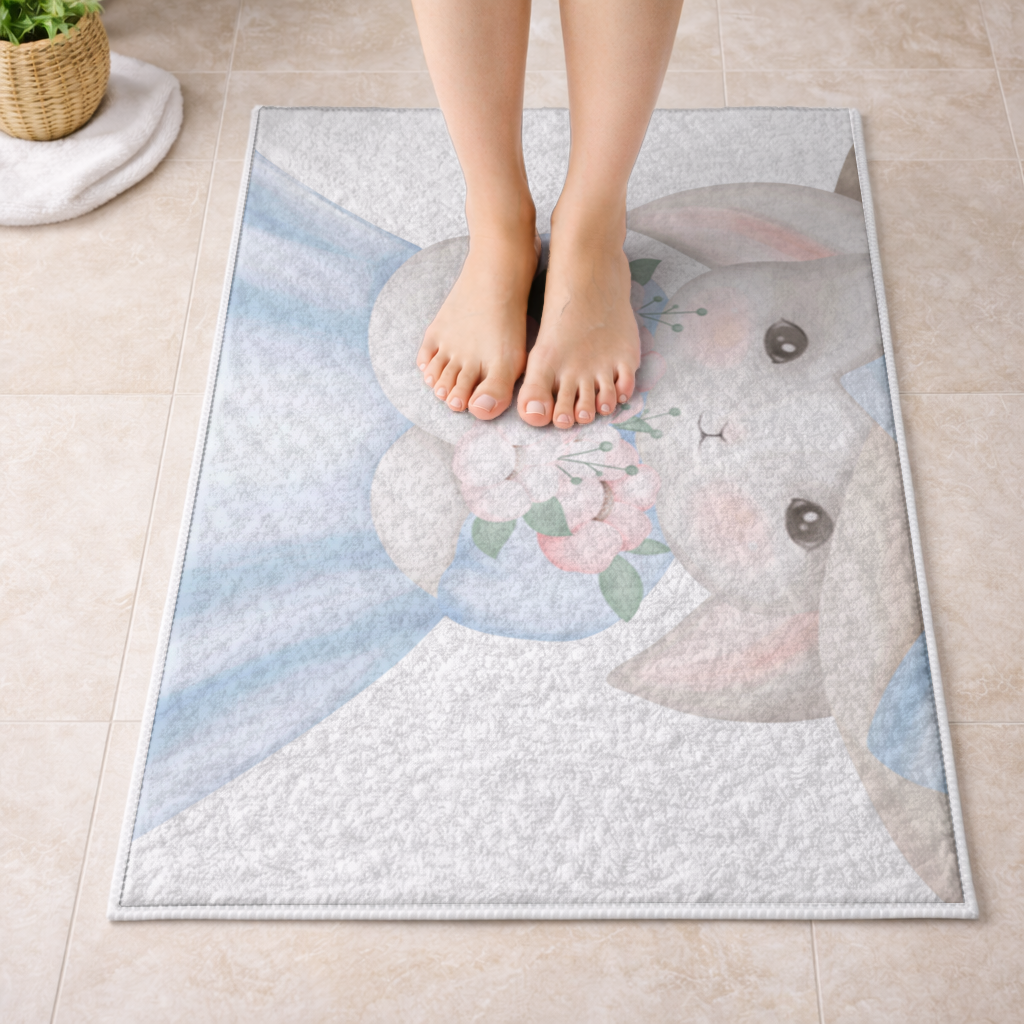 Cute Bunny with Hat Holding Flowers 