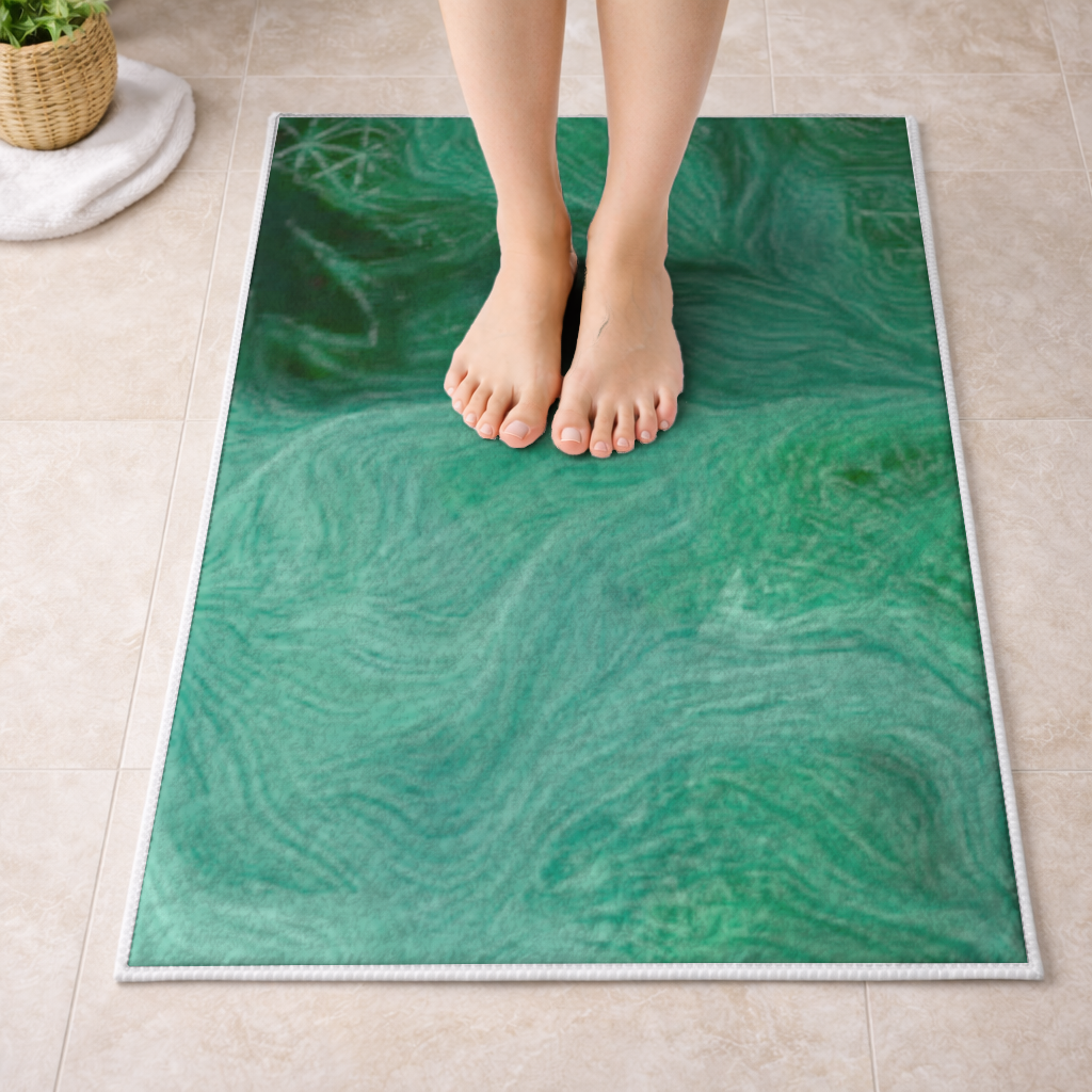 Black and green marbling Bath Mat