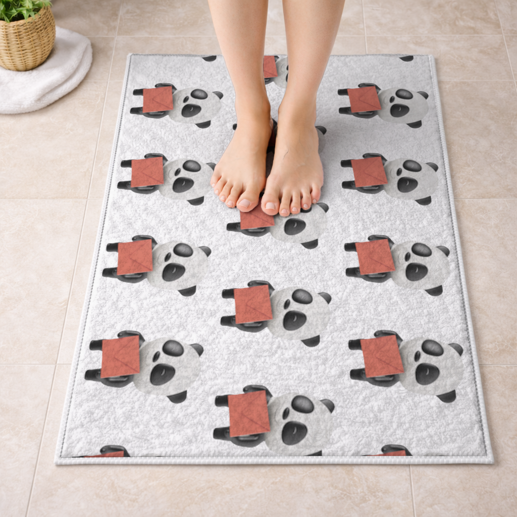 Kırmızı Zarflı Mutlu Panda Karakteri Banyo Halısı
