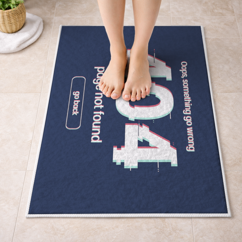 404 Error Glitch Design Bath Mat