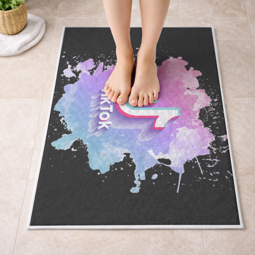 TikTok Logo with Watercolor Effect Bath Mat