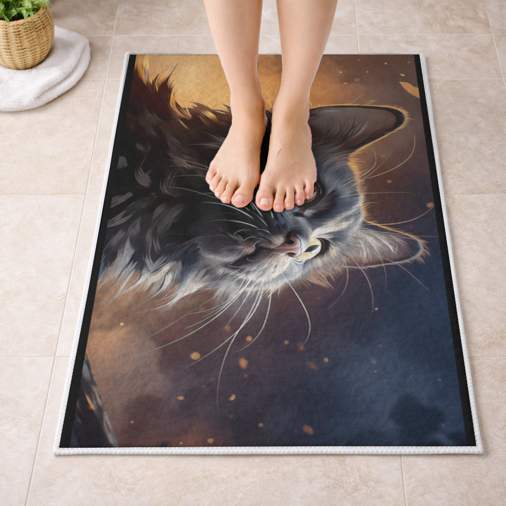 Black Cat Digital Art Bath Mat