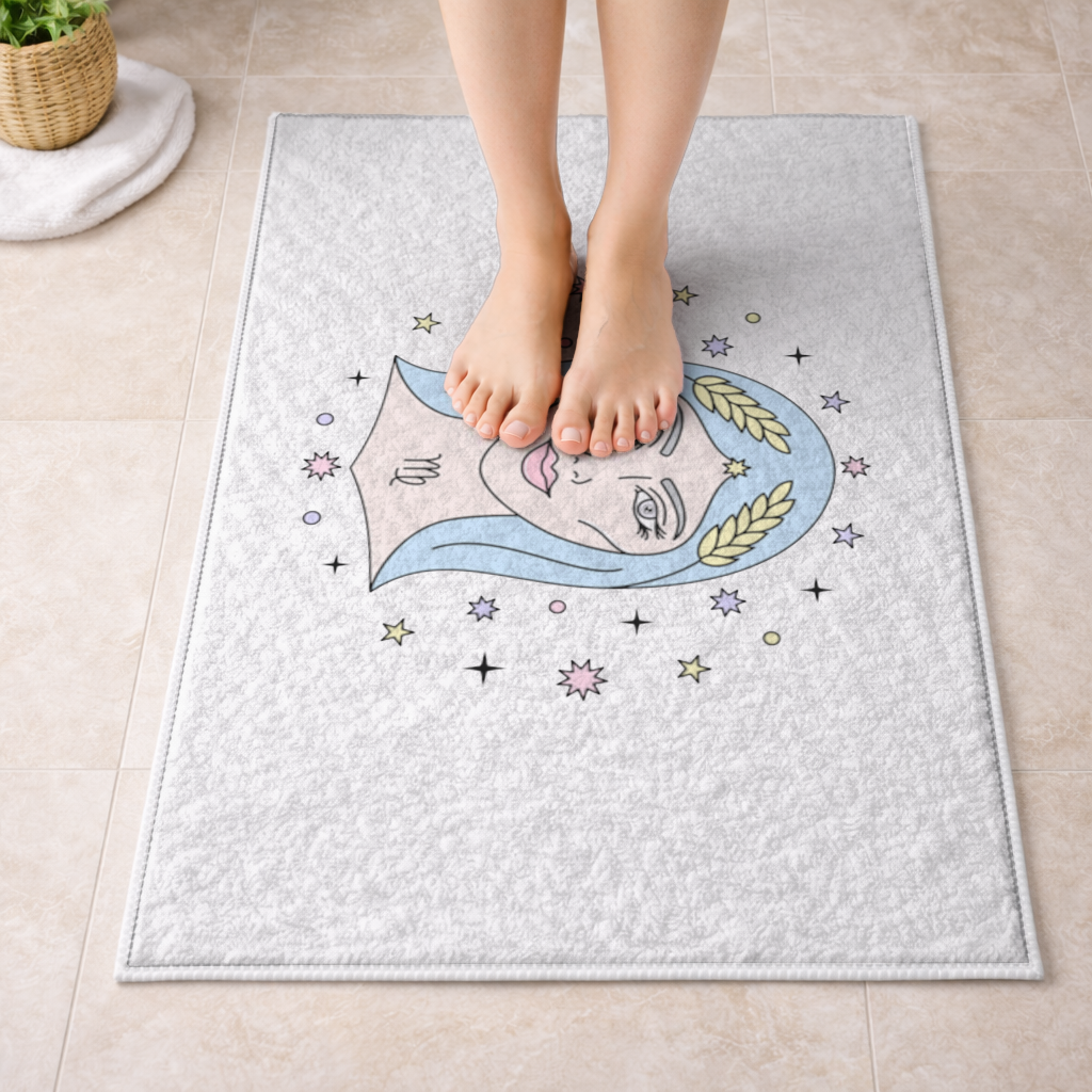 Virgo Zodiac Mystical Woman and Stars Bath Mat