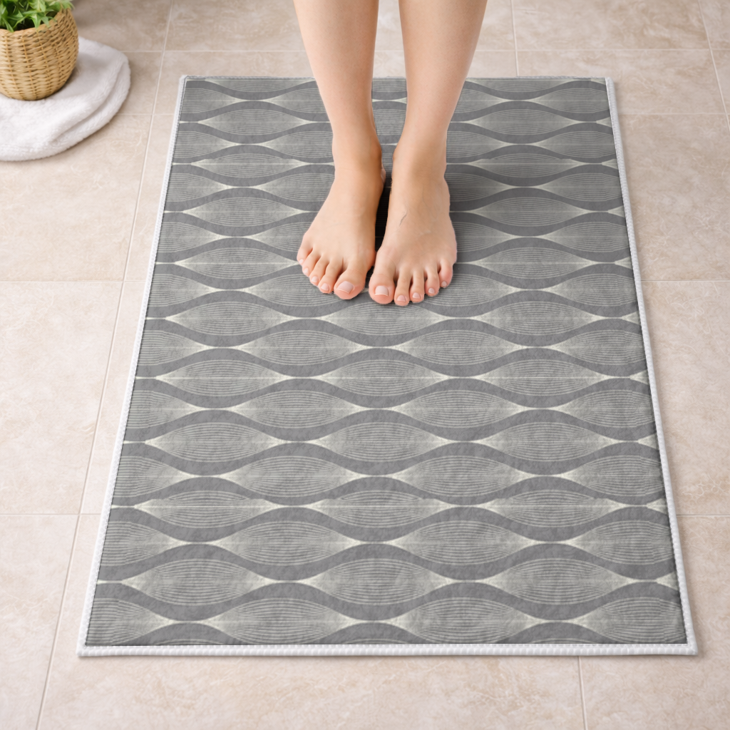 Art Deco Geometric Wavy Pattern Bath Mat