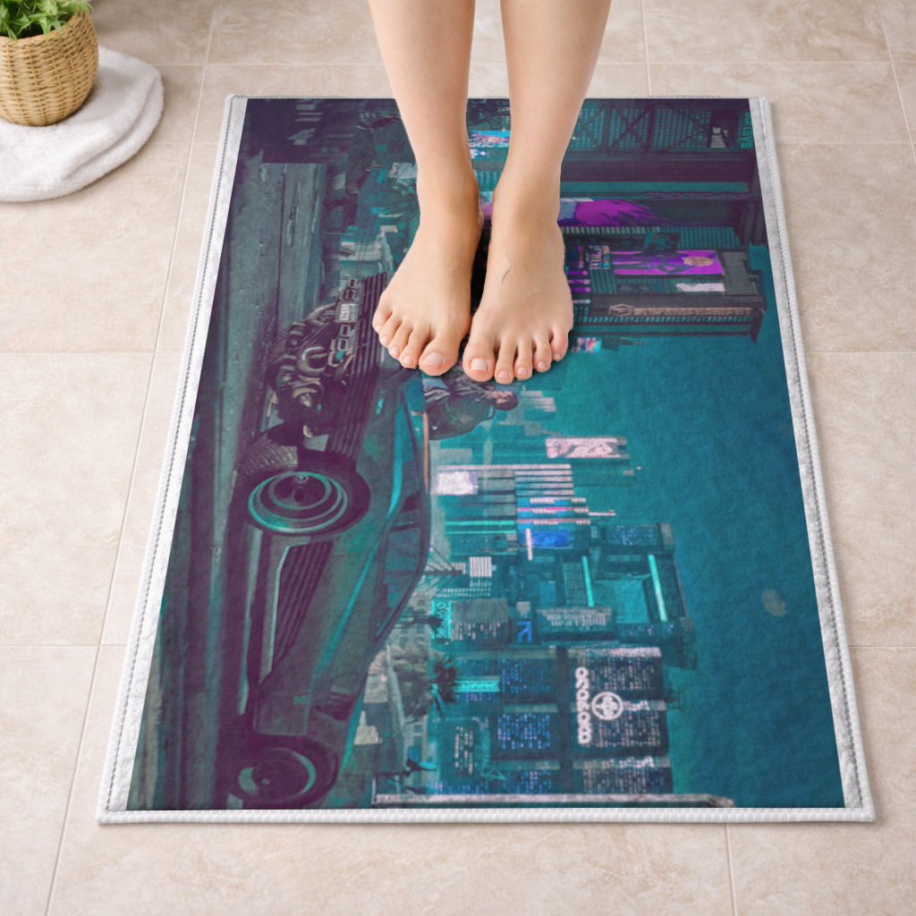 Cyberpunk Themed Customizable Gaming Design Product Bath Mat