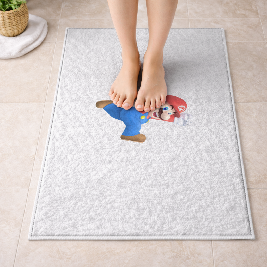 Retro Pixel Hero Design Bath Mat
