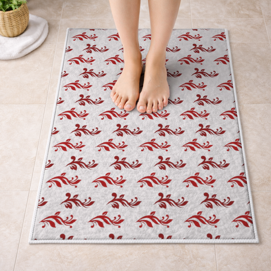 Burgundy Baroque Swirls Bath Mat