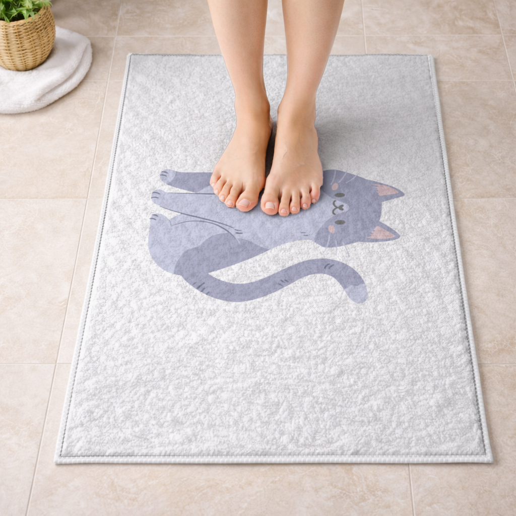 Gri kedi Bath Mat