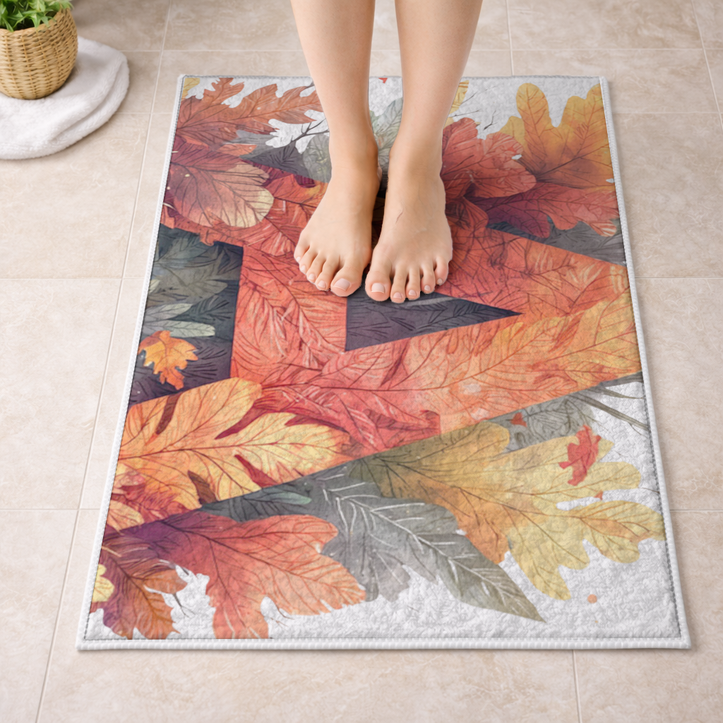 Autumn Leaf Letter A Monogram Bath Mat