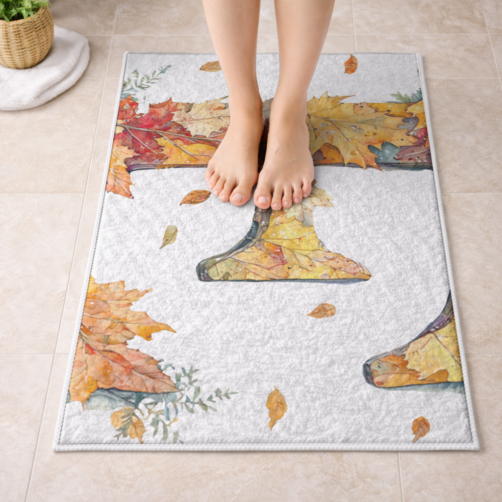 Autumn Maple Leaf Letter E Bath Mat