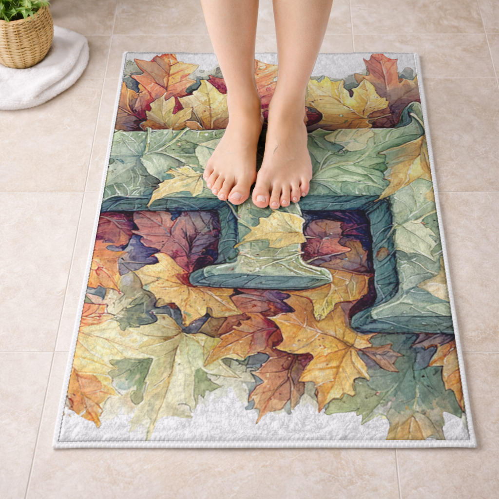 Autumn Leaf Monogram F Bath Mat