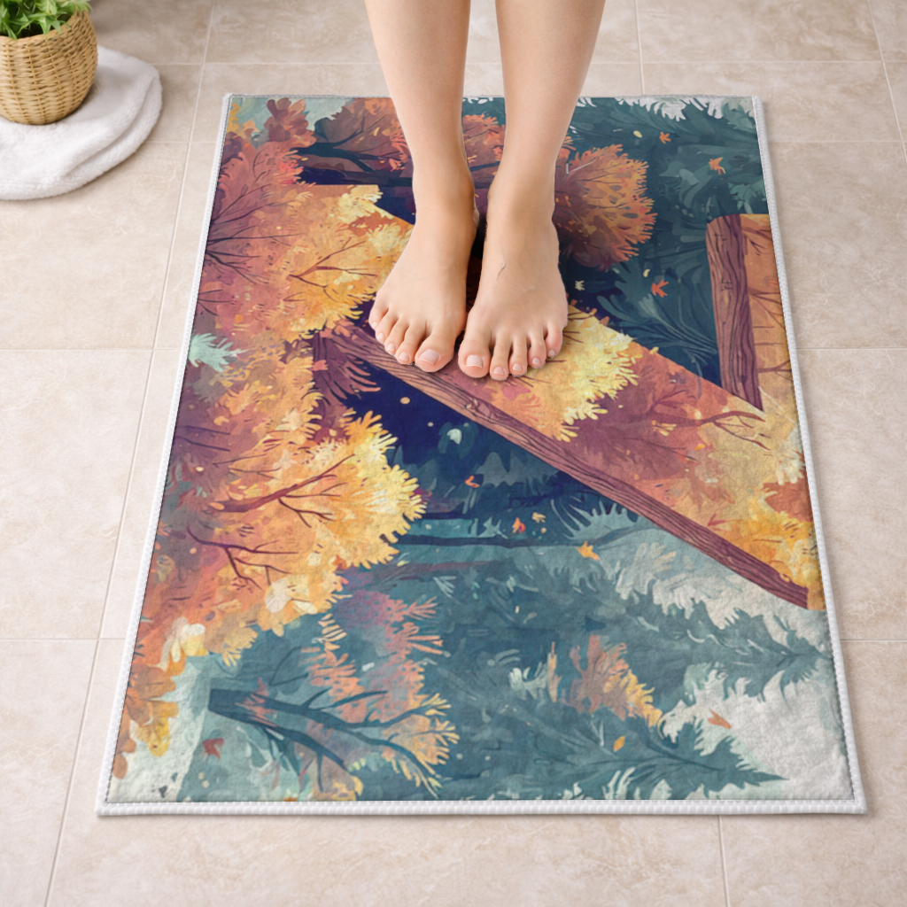 Autumn Leaf Forest Letter Z Bath Mat