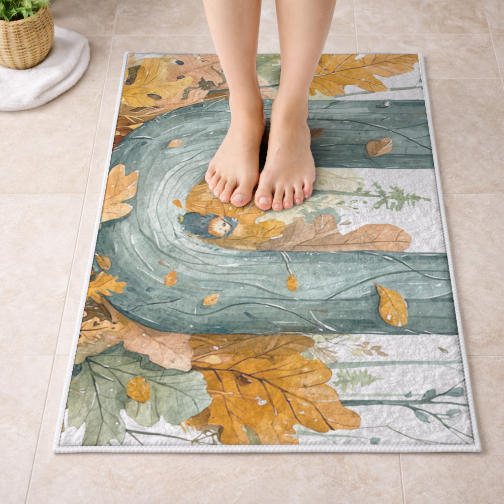 Autumn Woodland Initial Letter U Bath Mat