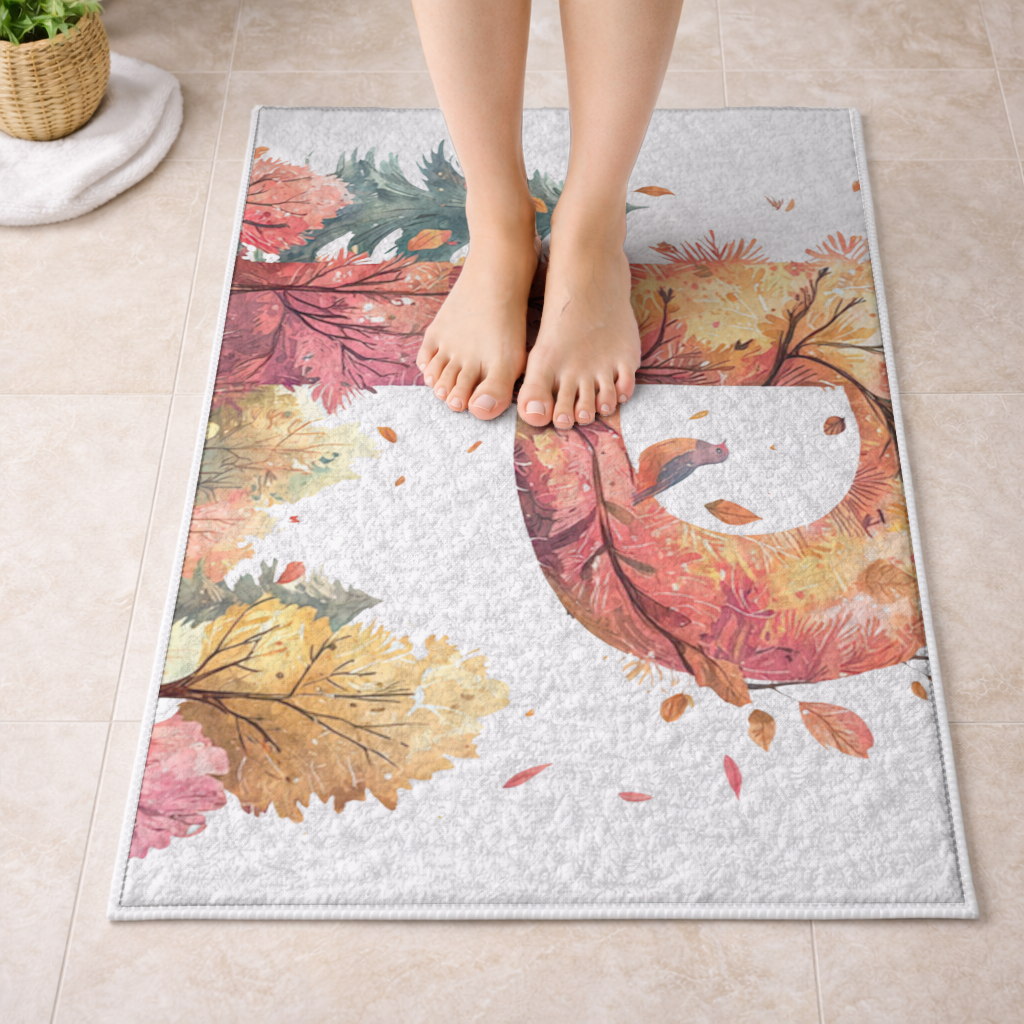 Autumn Forest Letter P with Bird Bath Mat
