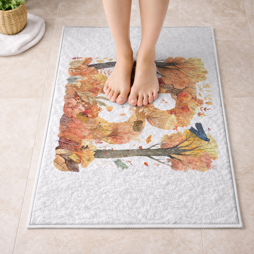 B Harfi Sonbahar Ağaçları Banyo Halısı