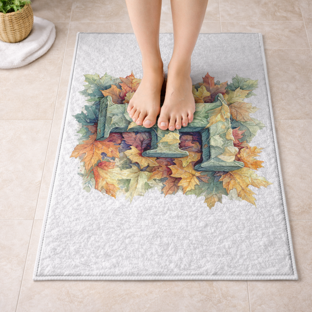 Autumn Leaf Monogram F Bath Mat