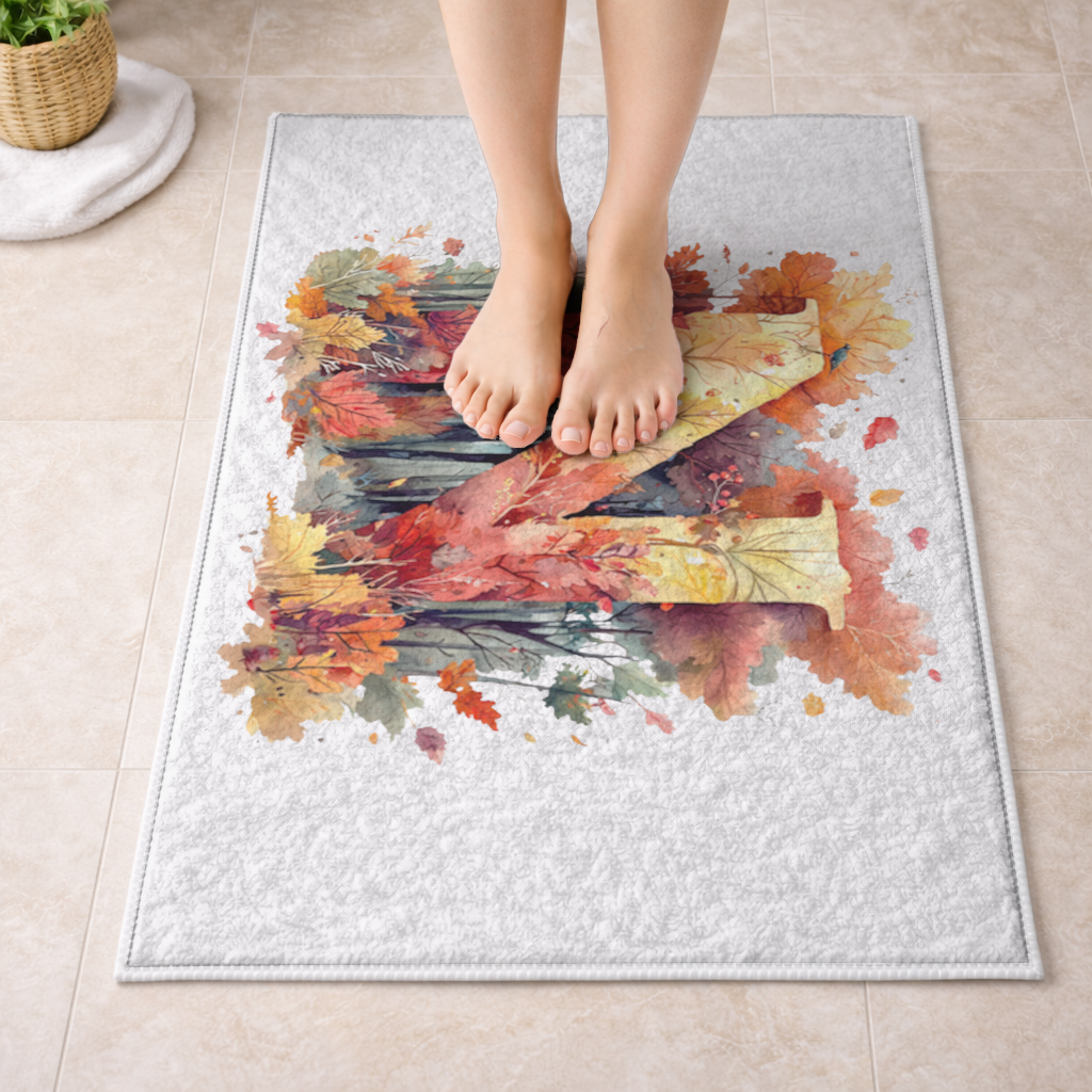 Autumn Leaf Monogram N Bath Mat