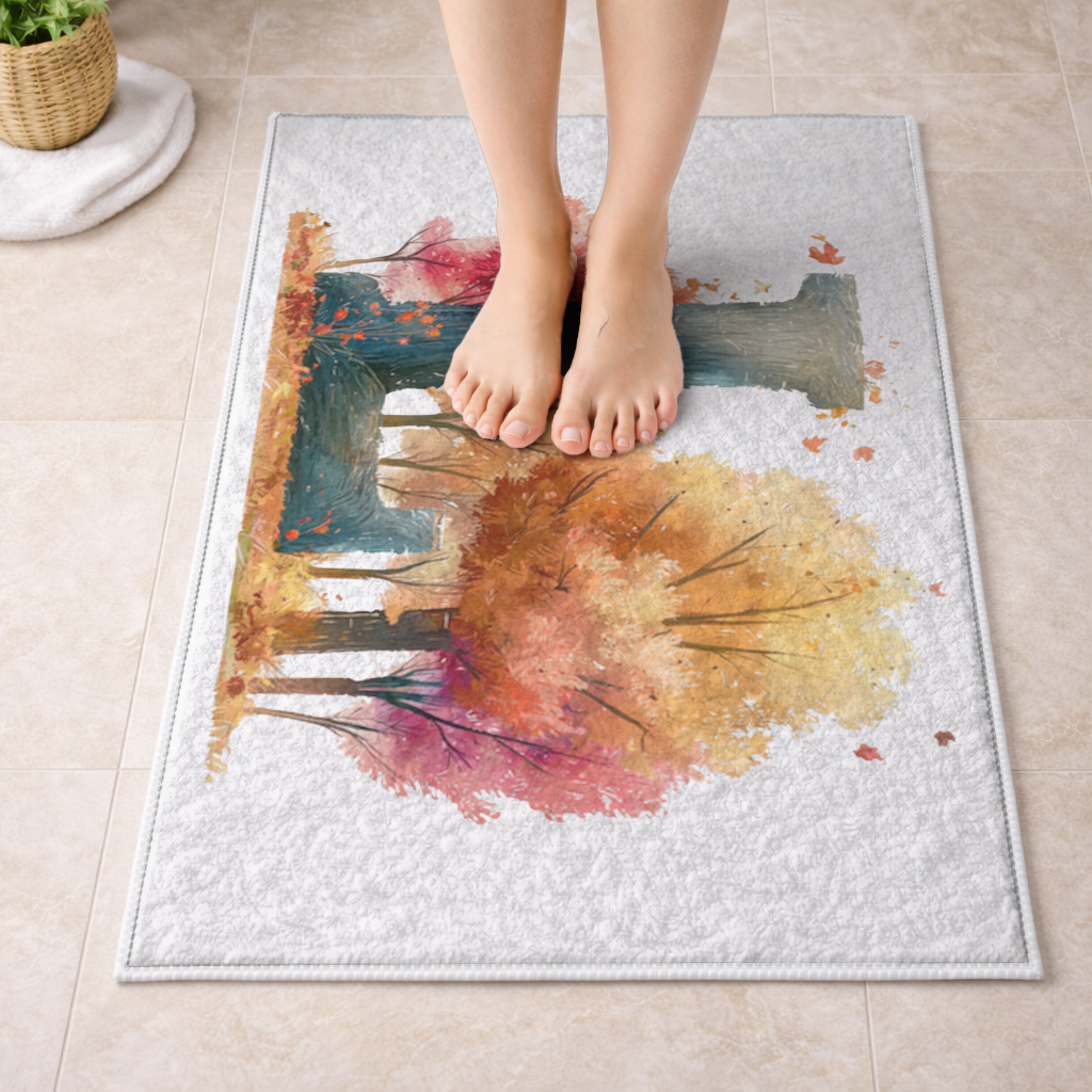 Sonbahar Ormanı L Harfi Banyo Halısı