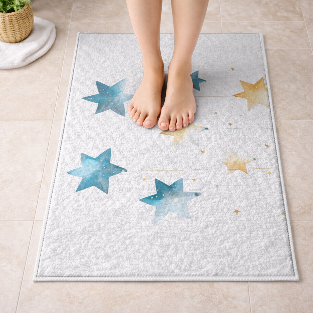 Watercolor Hanging Stars Bath Mat