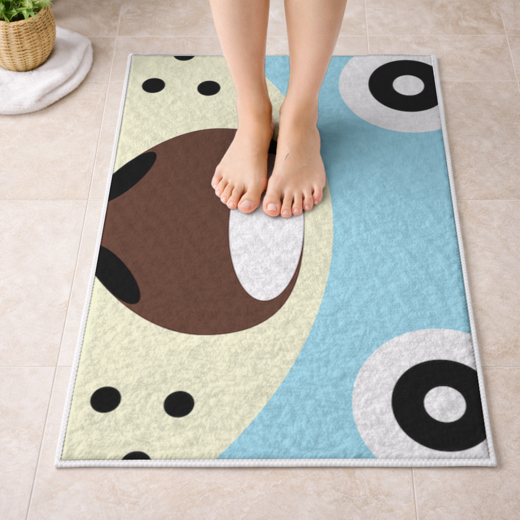 Teddy Bear Pooli-Cute Blue Bear Pooli Face Bath Mat
