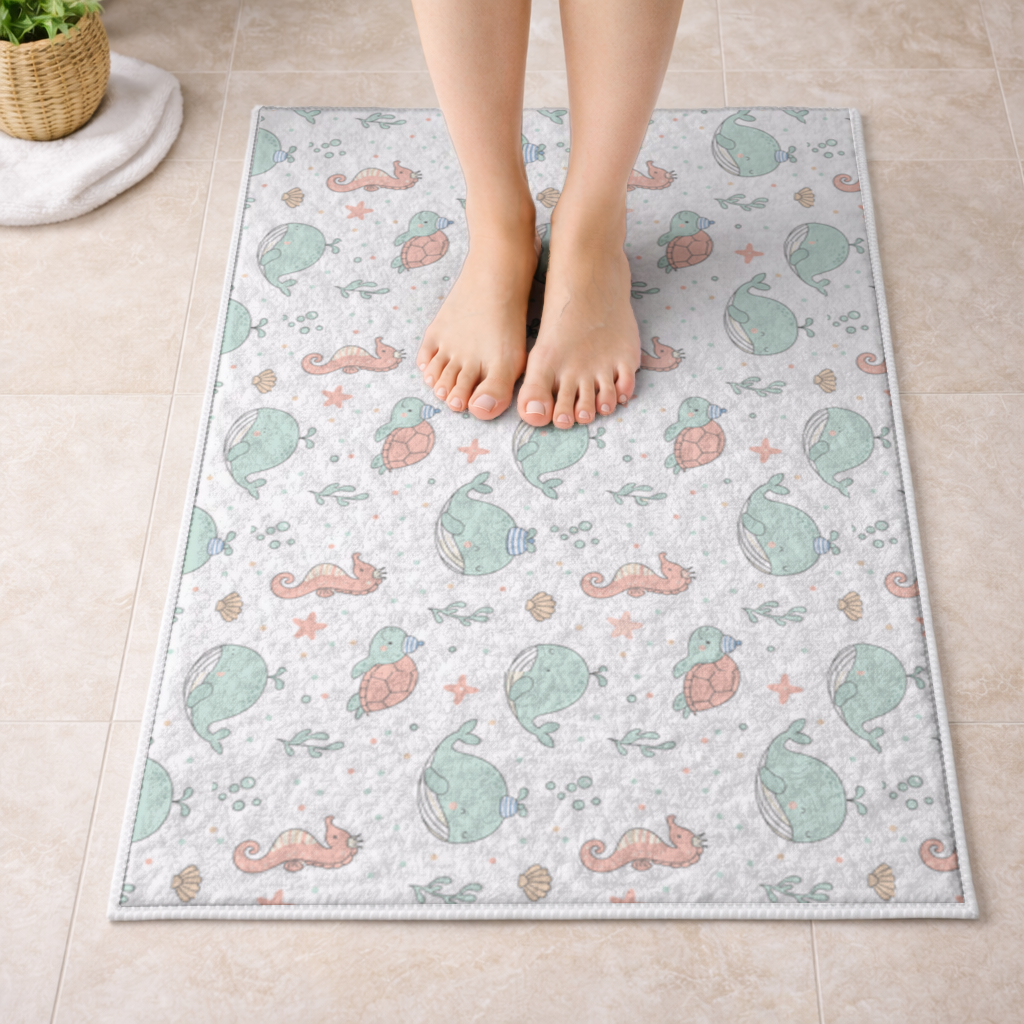 Cute Sea Animals Pattern Bath Mat