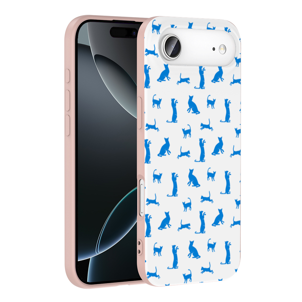 Blue Cat Silhouettes Seamless Pattern İphone 17 Air Case