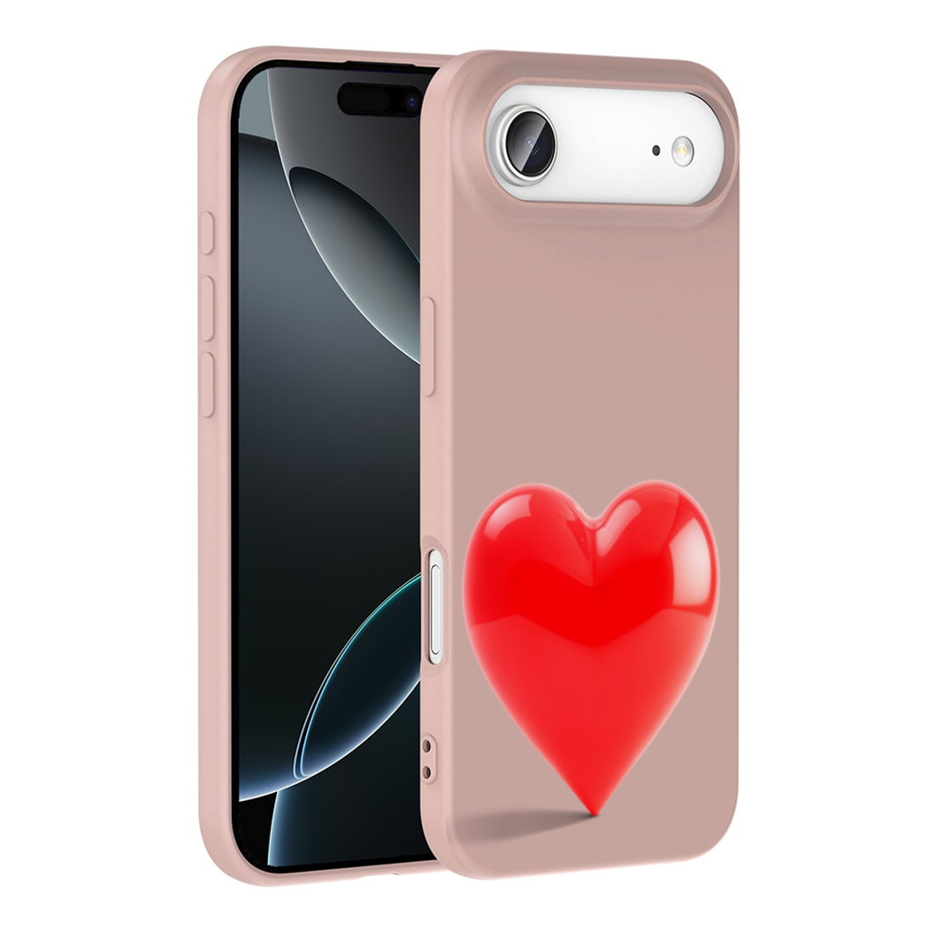 Glossy Red 3D Heart İphone 17 Air Case