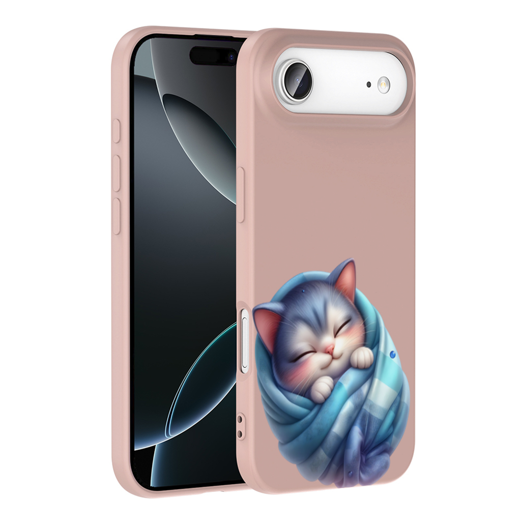 Kawaii Sleeping Kitten in Blue Swaddle İphone 17 Air Case