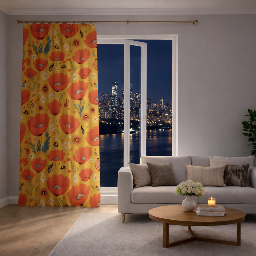 Floral  Insect Pattern  Colorful Design Drapes