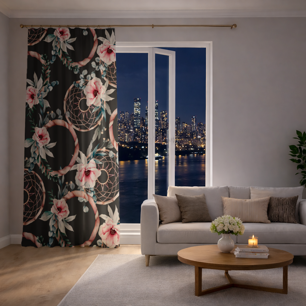 Boho Floral Dreamcatcher Pattern Drapes