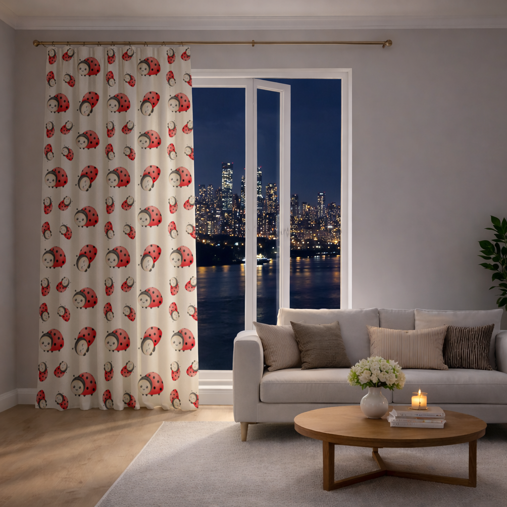 Cute Kawaii Ladybug Pattern Drapes