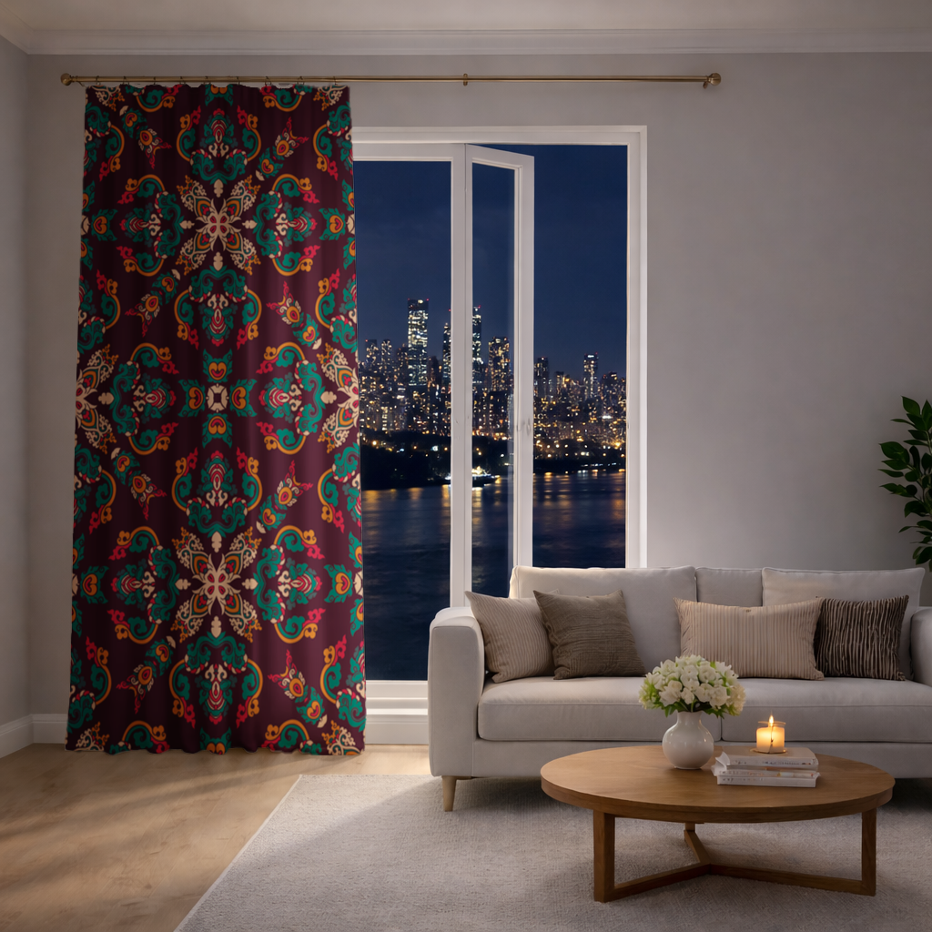 Colorful Ottoman Inspired Mandala Pattern Drapes