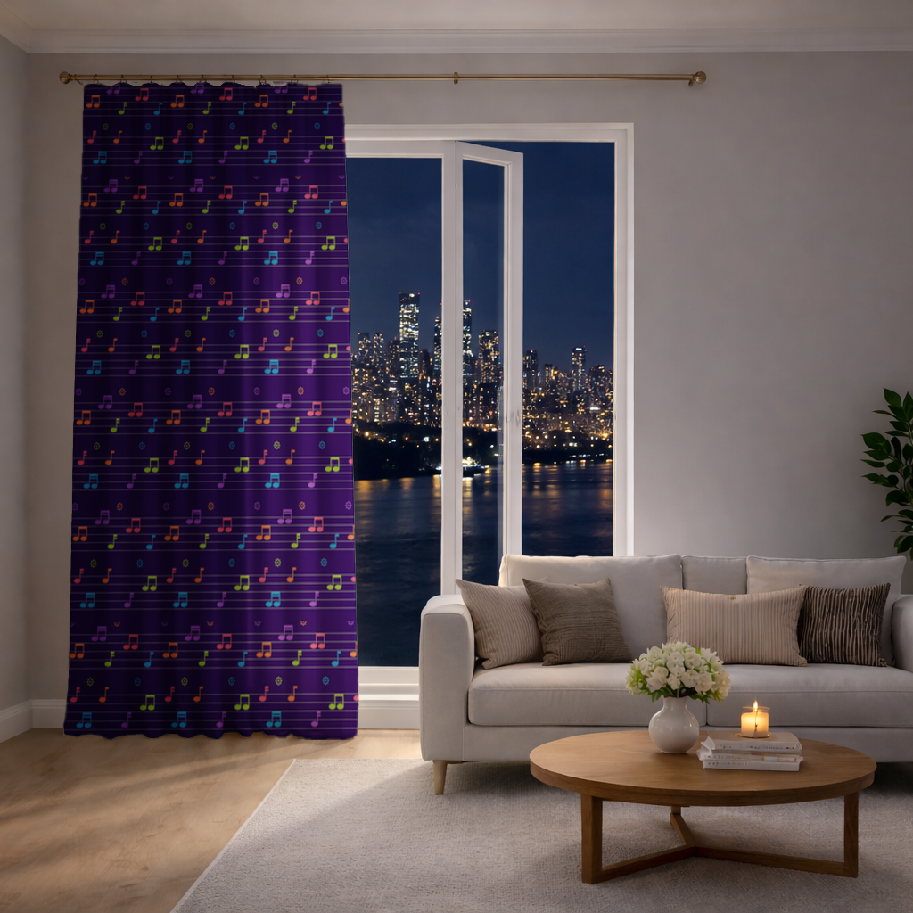 Colorful Music Notes and Modern Rhythm Seamless Pattern Drapes