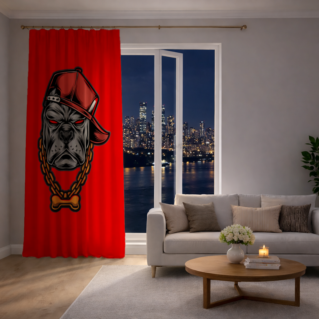 Hip Hop Style Gangster Dog Illustration Drapes