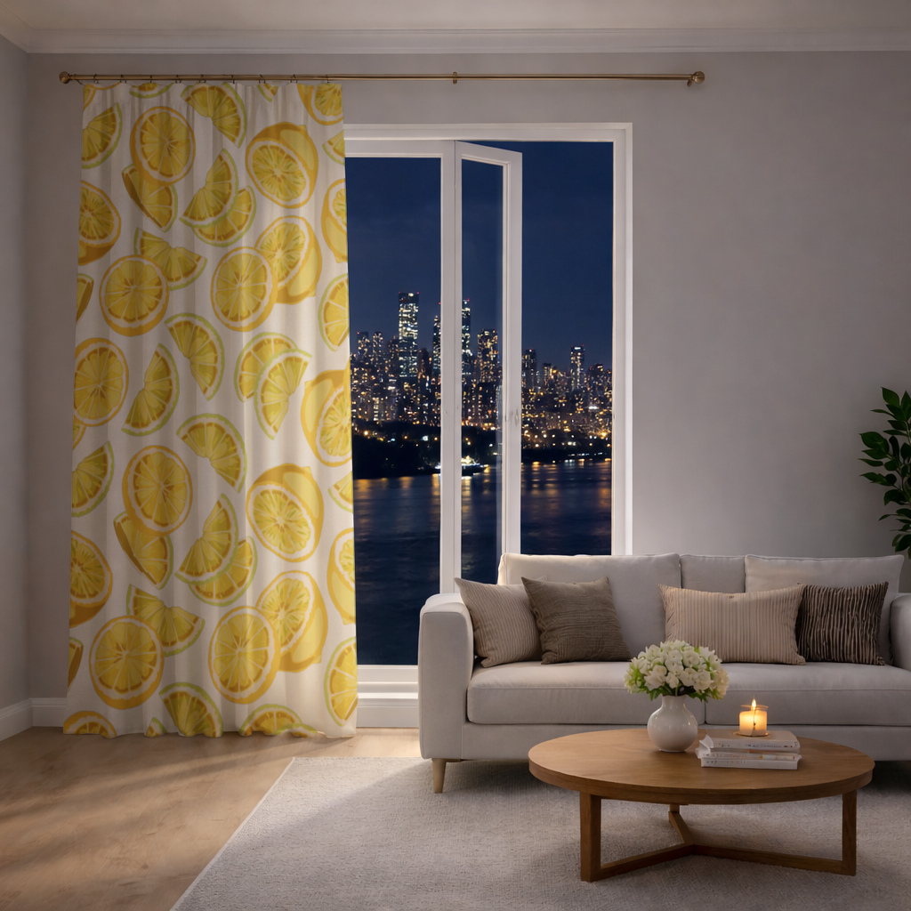 Fresh Lemon Slices Vibrant Summer Pattern Drapes