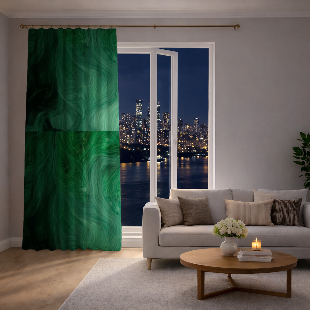 Black and green marbling Drapes
