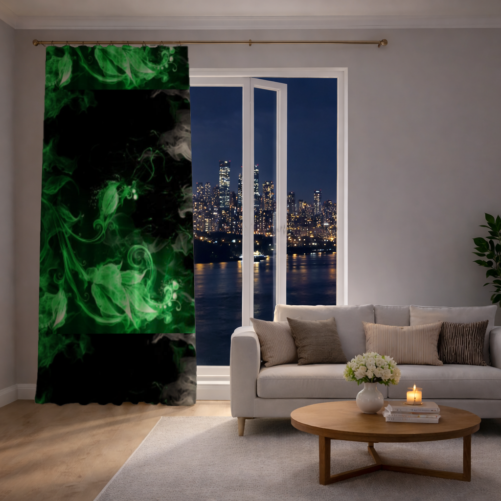 Green and black smokes Drapes