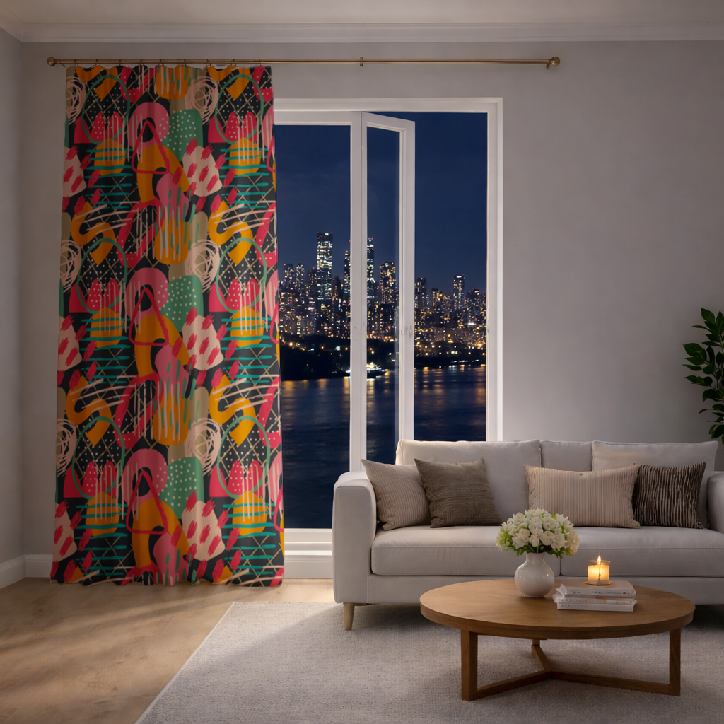 Abstract Geometric Doodle Drapes