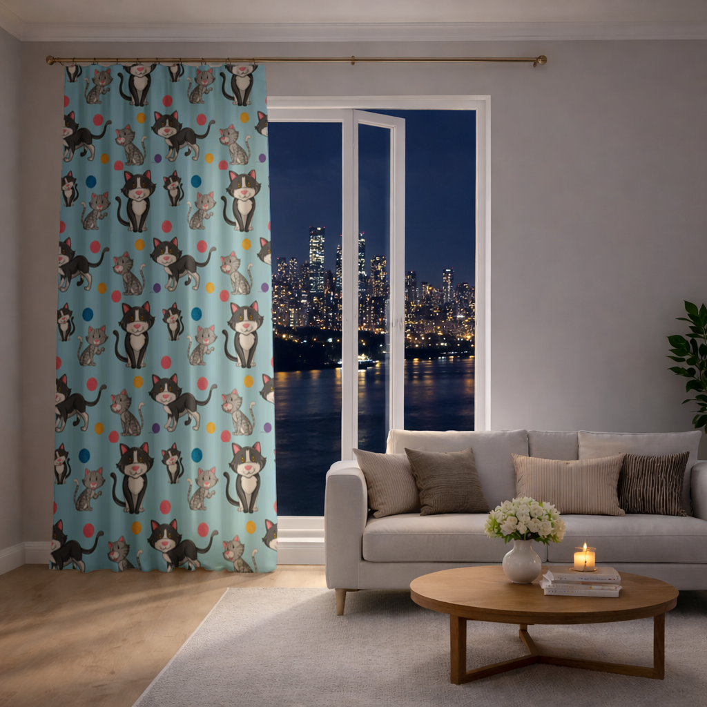 cat repeat pattern Drapes