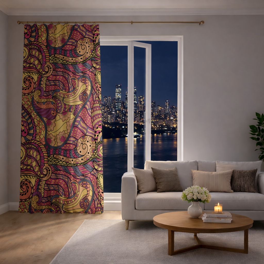 Psychedelic Zentangle Floral Drapes