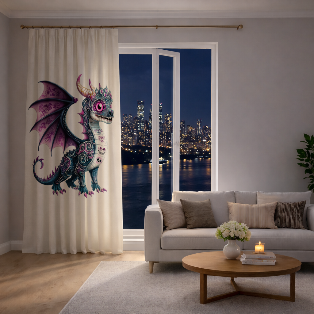 Mor Şeker Kurukafa Ejderhası Fon Perde