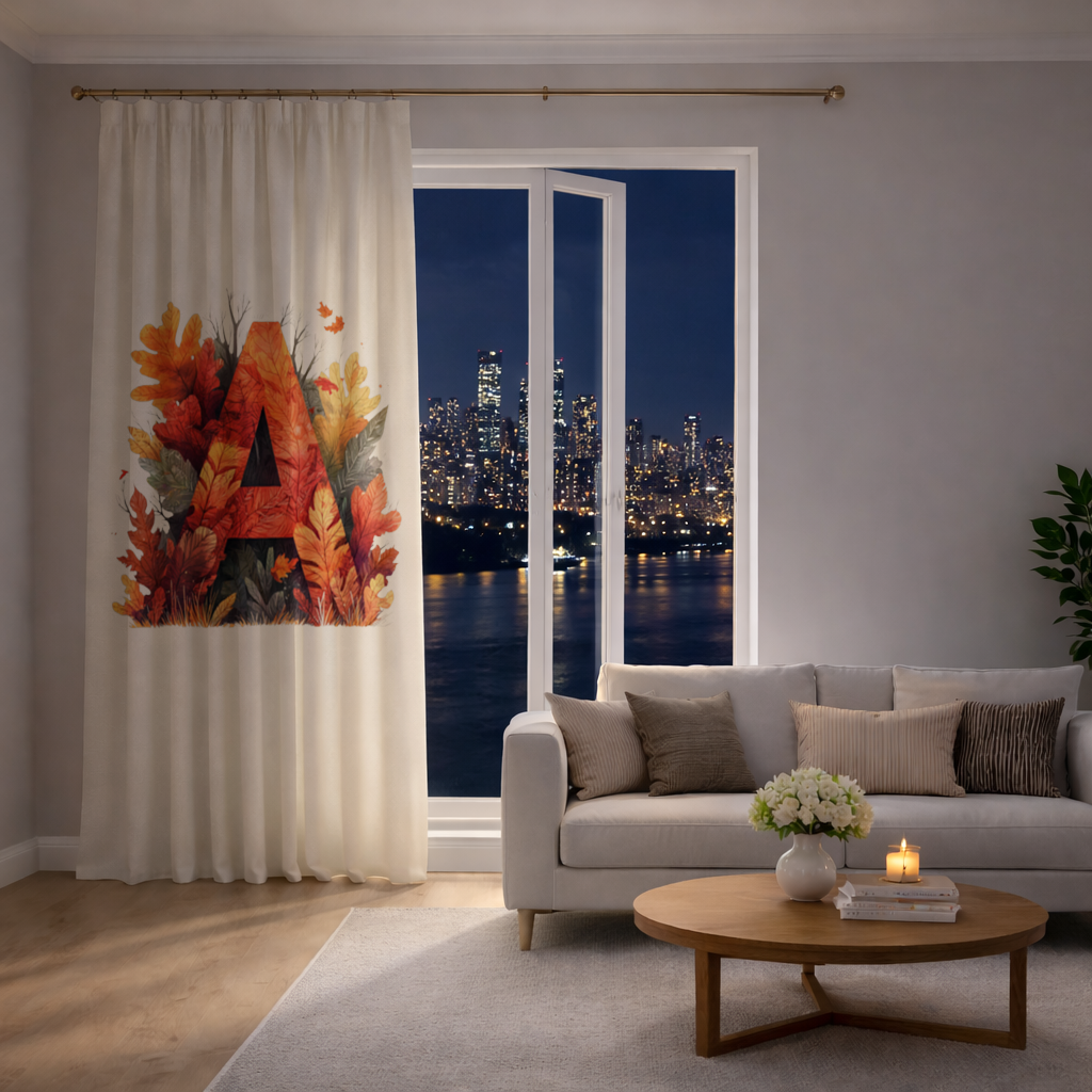 Autumn Leaf Letter A Monogram Drapes