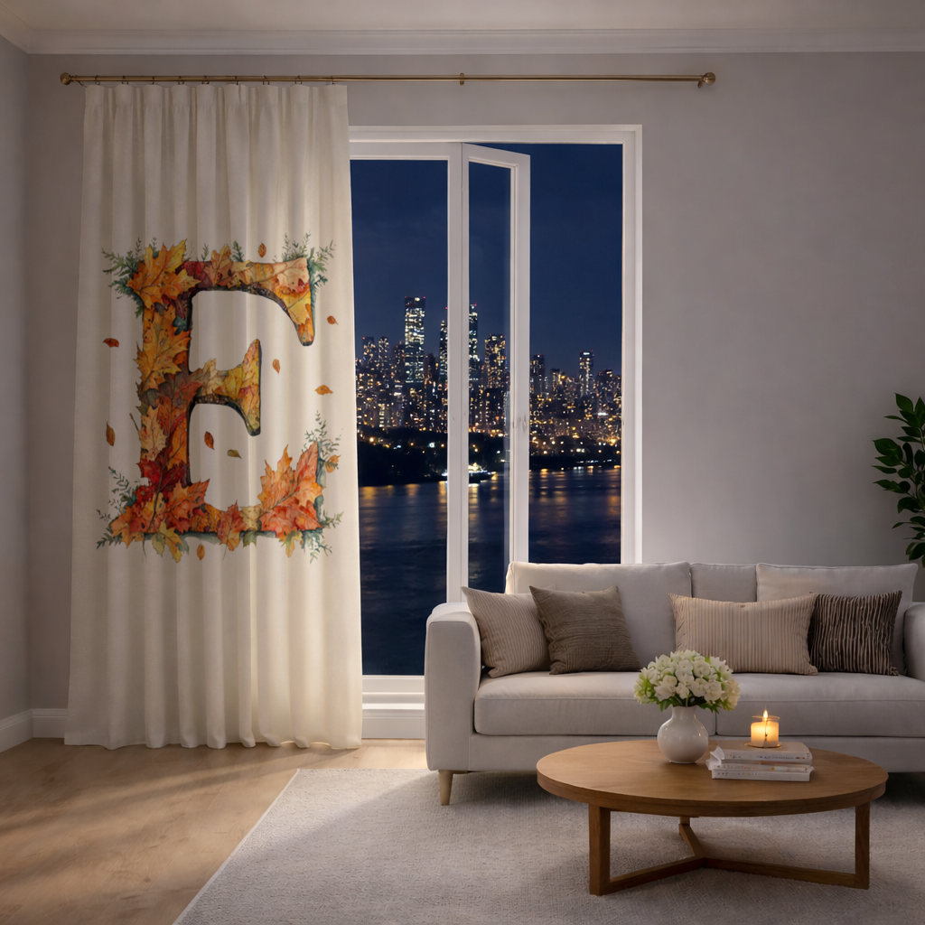 Sonbahar Yapraklı E Harfi Fon Perde