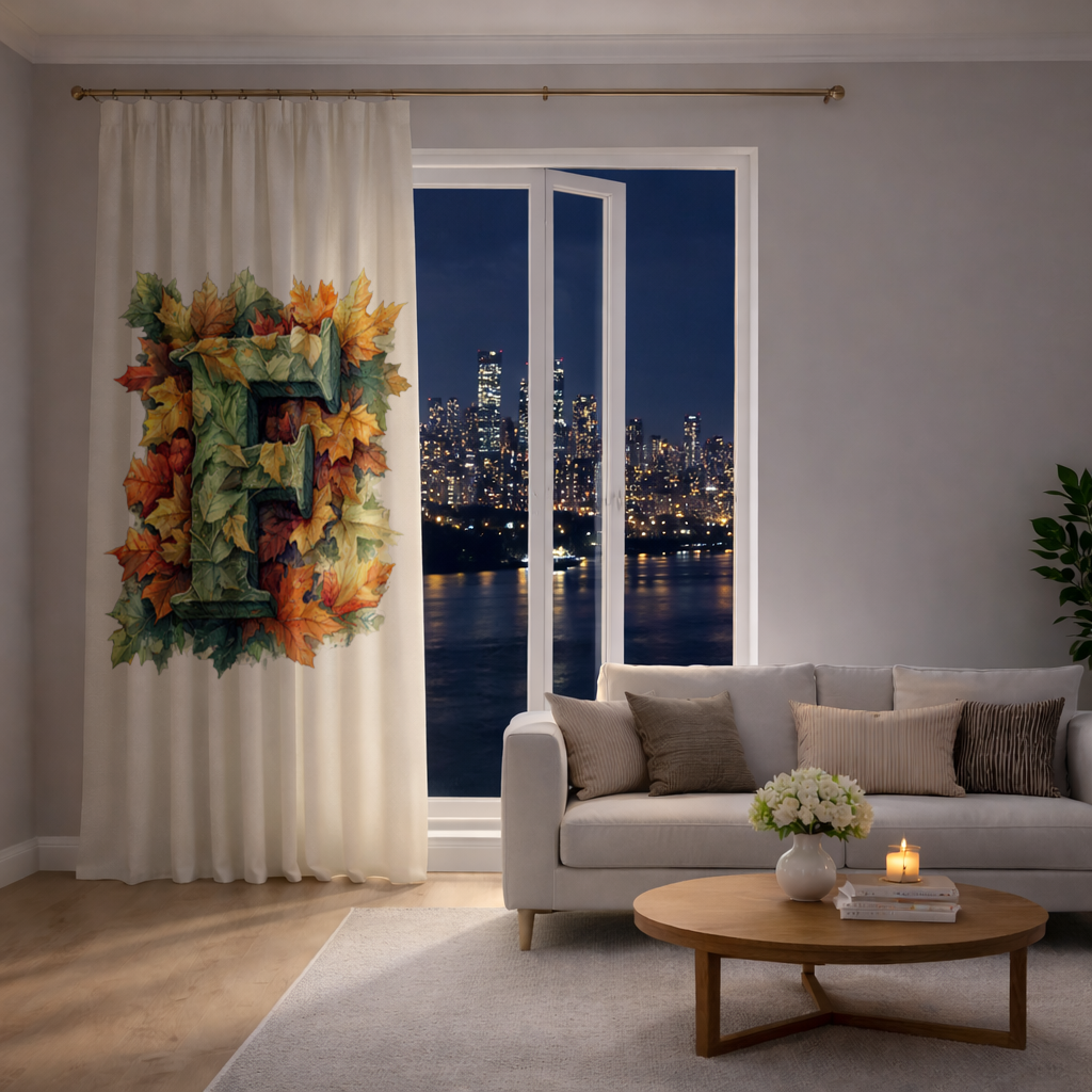Autumn Leaf Monogram F Drapes