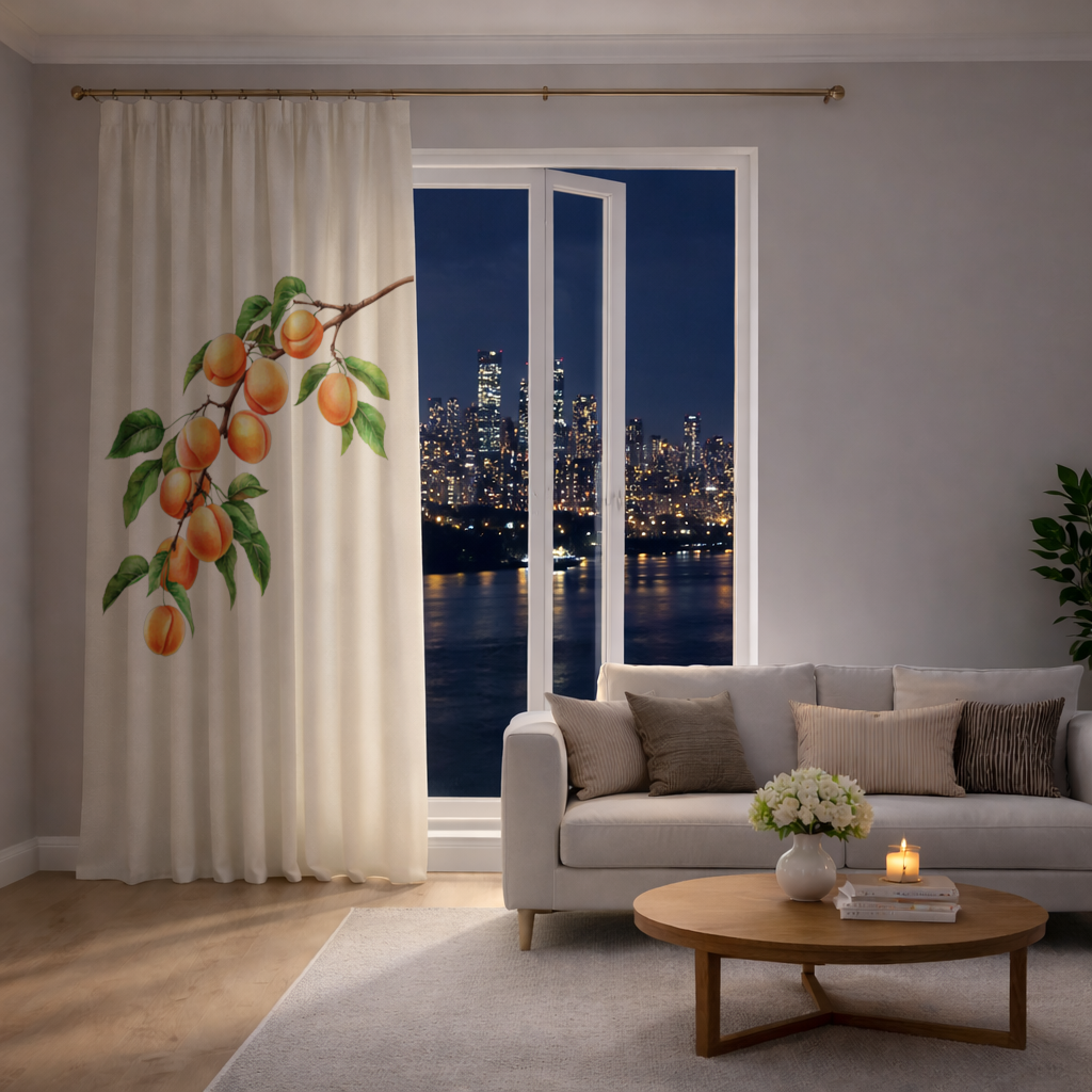 Ripe Orange Apricot Fruit Branch Drapes